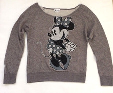 BNWT Disney Parks Minnie Mouse Ladies Long Sleeve Sweatshirt Top Sz Large Gray L