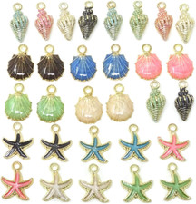 30PCS Enamel Starfish Sea Shell Conch Charms Pendants for Jewelry Making or DIY