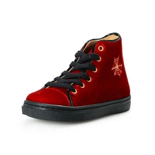 Charlotte Olympia Girls "INCY PURRRFECT HIGH-TOPS" Velvet Leather Sneakers Shoes