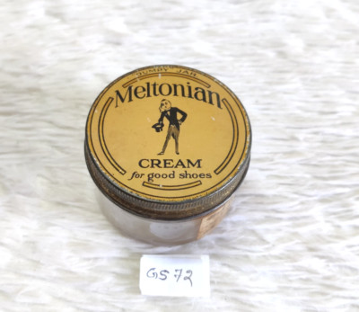 1950s Vintage Meltonian Creme Für Schuhe Pummelig Glas Dekor Sammlerstück GS72