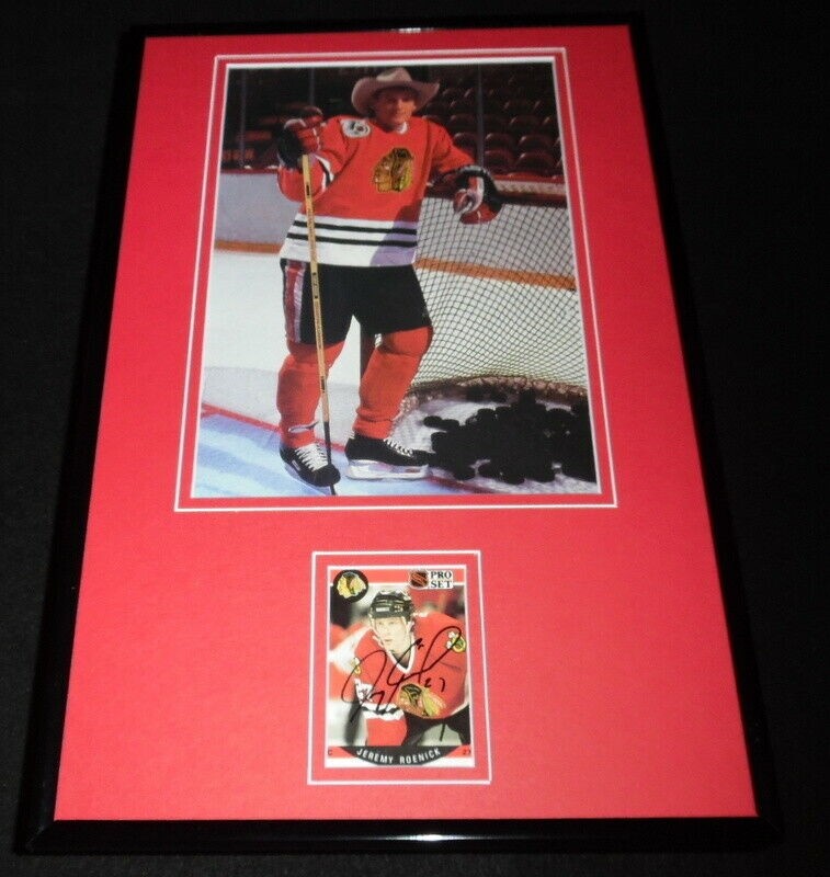 Jeremy Roenick Signed Framed 11x17 Photo Display Chicago Blackhawks Cowboy  Hat