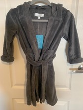 Alexander Del Rossa Steel Gray Hooded Robe with Pockets, Child Size S, NWT