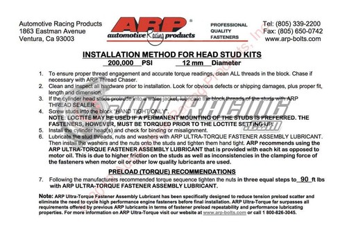 ARP Head Studs for Eclipse Talon Laser Galant VR4 1G DSM 4G63 6 Bolt 2.0L Turbo - Picture 5 of 5