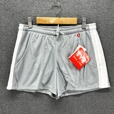 TYR Shorts Womens Small Gray White Red Line Mesh Pockets Drawstrings