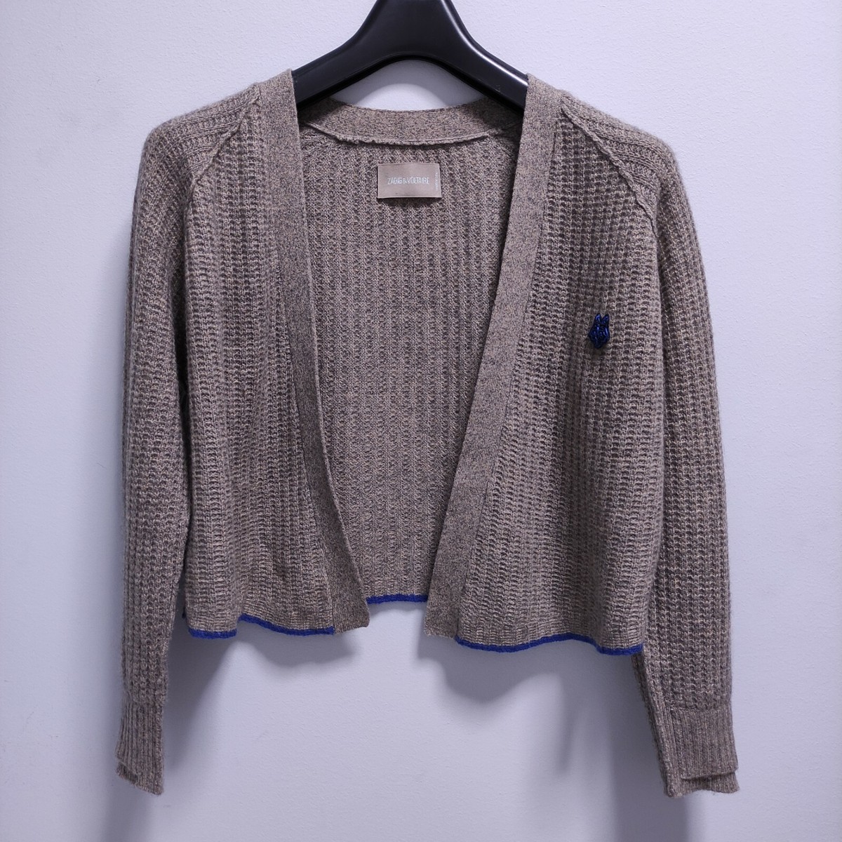 Zadig & Voltaire Monday Pointelle C Grey Open Front Cashmere Zadig & Voltaire Monday Pointelle C Grey Open Front Cashmere