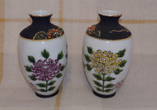 Antique Hand-painted Japanese Satsuma Small White Vases
