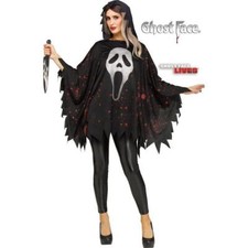 Glittering Ghost Face Poncho - Adult