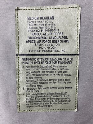 USAF Parka All-Purpose Environmental Camouflage 8415-01-547-3513