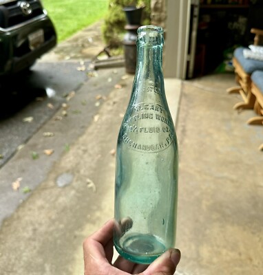 Cleary Bottling Works Shenandoah PA Blown Crown Beer Bottle Pretty Ice Blue Nice