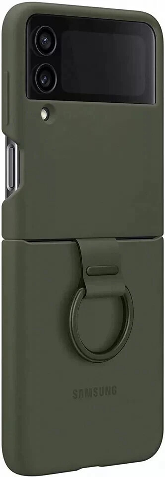 Samsung EF-PF721TGEGWW Galaxy Z Flip4 Silicone Phone Cover With Ring Khaki Green