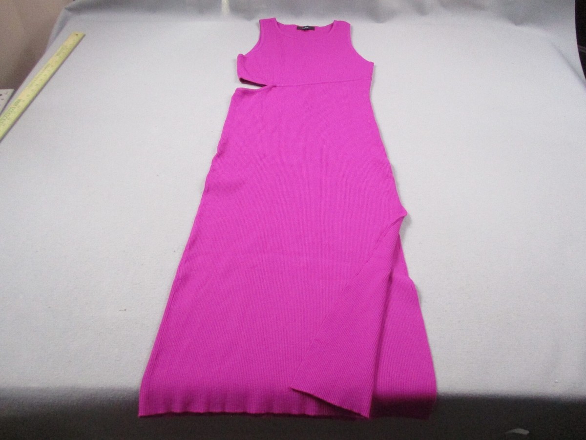 Lulus Dress Womens XL Pink Ribbed Knit Midi Sweater Midi Cutout Sleeveless  Slit