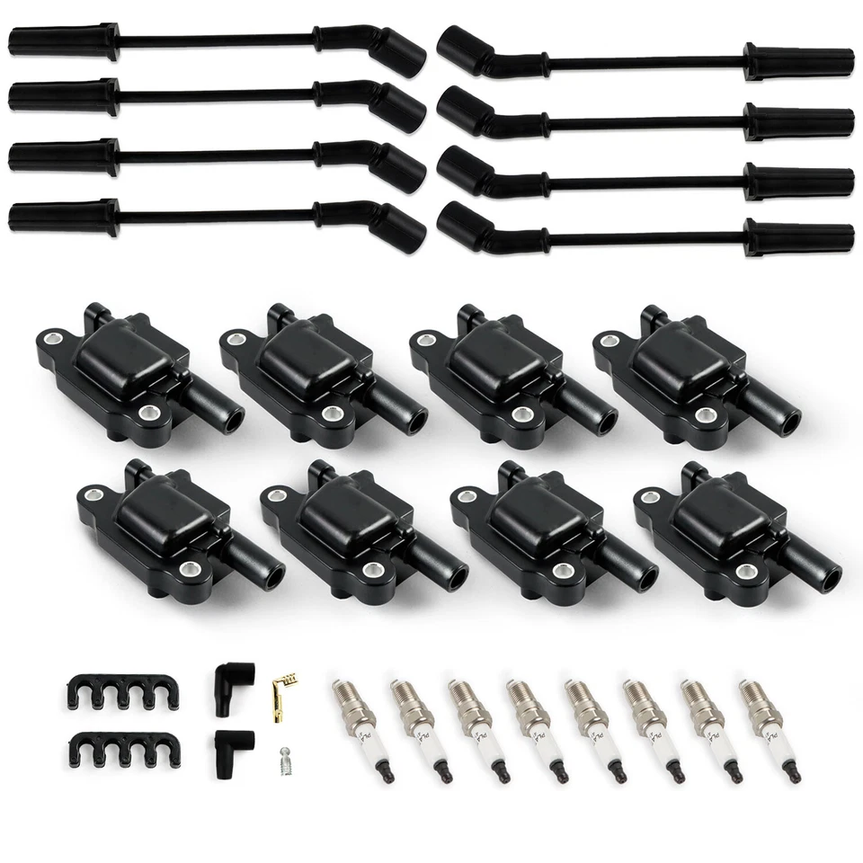 8X Ignition Coil & Iridium Spark Plugs & Wires For Cadillac Chevrolet 6.2L UF413 Foto 2 de 4