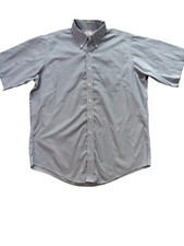 Brooks Brothers Short Sleeve Dress Shirt 16.5 x 35 Blue White Stripe Non-Iron