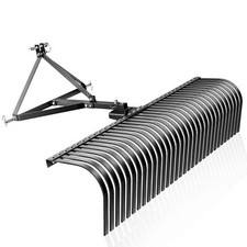 Wiltec Rastrello per trattore compatto 60" 152X48X81 cm 32 denti per sassi fieno