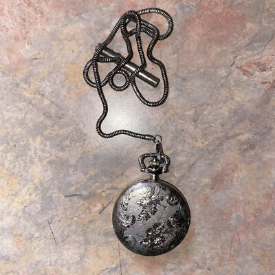 Hanslin Quartz Floral Pocket Watch (needs Battery)