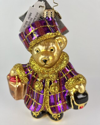 Radko 2012 Bloomingdale's Muffy Shopper 3012721 Purple Gold Plaid Ornament