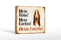 Holzschild Hund 18X12 Cm Bassett Mein Haus Garten Familie Deko Schild
