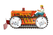 VTG MARX Tin Windup Power Snap Caterpillar Climbing Tractor Bulldozer Lithograph