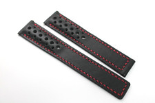 Men's Genuine Black Leather Croc Watch Strap Band -20mm