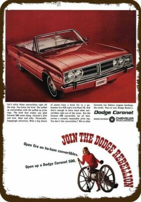 1966 DODGE CORONET 500 HEMI 426 Convertible Car Vintage Look DECORATIVE METAL SI
