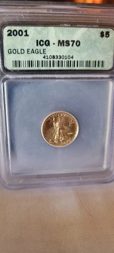 5 dollar gold coin 2001 ICG-MS70.Gold Eagle