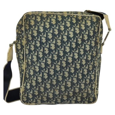 Christian Dior トロッター ショルダーバッグ Christian Dior Trotter Canvas Shoulder Bag Navy Silver Auth gh726