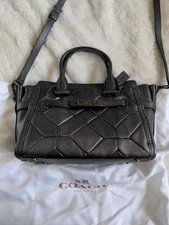 Coach Women Medium Swagger Leather Satchel - Gray NWT