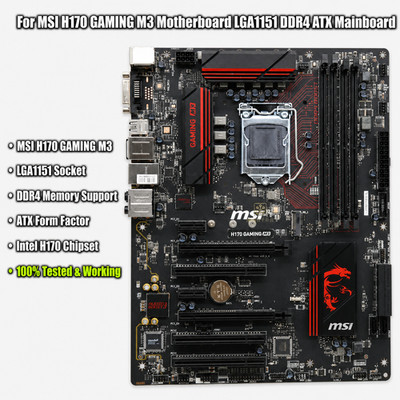 For MSI H170 GAMING M3 Motherboard LGA1151 DDR4 ATX Mainboard