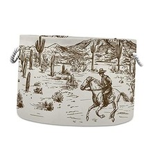 Cotton Rope Basket Western Desert Cowboy Baby Laundry Basket for Blankets A05