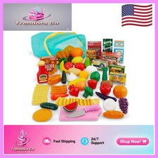 Complete Grocery Store Play Set: 79 Realistic Food Items for Toddler Role Play