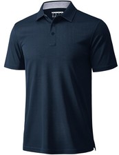 Mens Polo Shirts Short Sleeve Moisture Wicking Quick Dry Collared Shirt Polye...