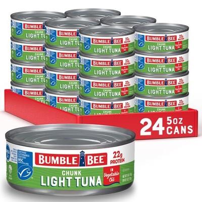 Bumble Bee Chunk Light Tuna In Oil, 5 oz Cans Pack of 24  Wild Caught Skipjac...
