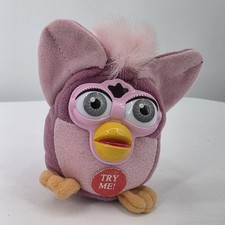 Vtg 1999 Tiger Electronics Talking Furby Mini Clip-on Keychain Pink Mauve