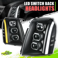 Projector Switchback Headlights Black/Clear for Cadillac Escalade ESV EXT 07-13