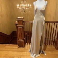 Azazie Maksim Champagne Stretch Satin Bridesmaid Dress Wmn’s A10