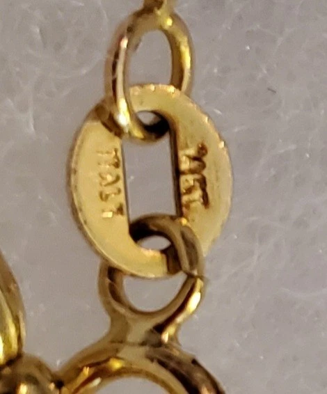 Fußkettchen in 14K italienischem Gold mit vier Perlenstationen - 9 Zoll - Bild 3 von 4