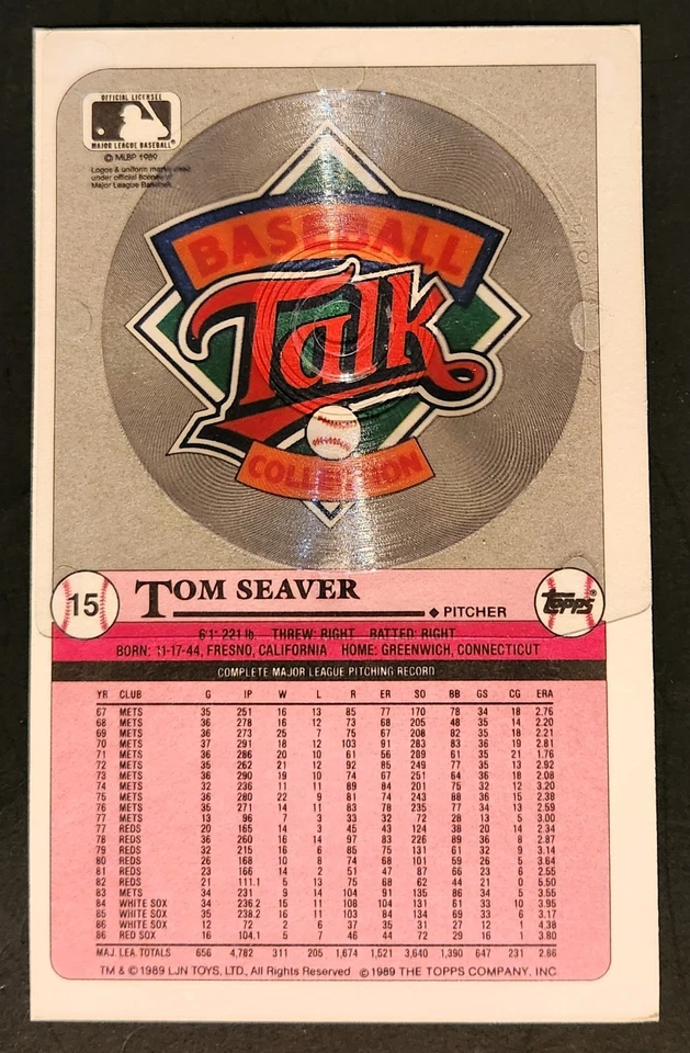 Tom Seaver All-Star Rookie Superstar Baseball Talk Card – 1989 Topps # 15 - Image 3 of 3