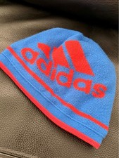 Adidas Knit Beanie Big Logo Lined Climawarm Ski Hat Blue Red Adult One Size