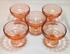 Set of 5 Hocking Glass Pink Block Optic Tall Footed Sherbets - Heavy, Depression