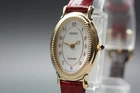 [Near Mint] Vintage SEIKO Exceline 1F20-6A4A Gold Oval MOP Quartz Women's Watch