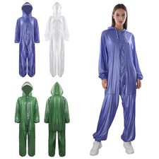 Adults Full-body Hooded Raincoat Hood with Drawstring Zipper Waterproof Jumpsuit