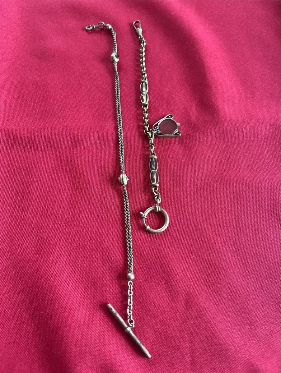 LOT ANCIENNES CHAÎNES Pour Montre Gousset Châtelaine Plaqué OR EUR 99,00 - FR