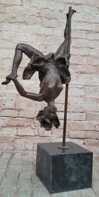 Hand Made VITALEH ACROBAT METAL SCULPTURE Bronze CIRCUS Perform Balance Artwork