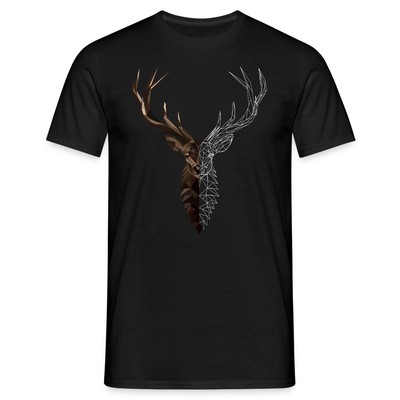 Hirsch Polygon Skizze Kunst Hirschgeweih Low Poly Männer T-Shirt