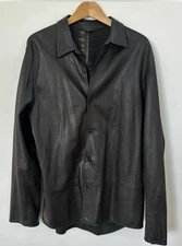 Prada Men’s Leather Shirt Jacket – Italian Lambskin & Nylon Hybrid – Size 50