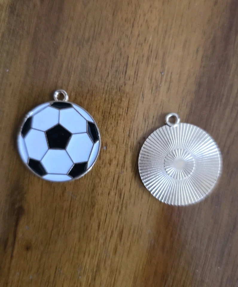  20 pack Rhodium Plated GOLD White Soccer Ball Cartoon Enamel Pendant Charm - Image 2 of 3