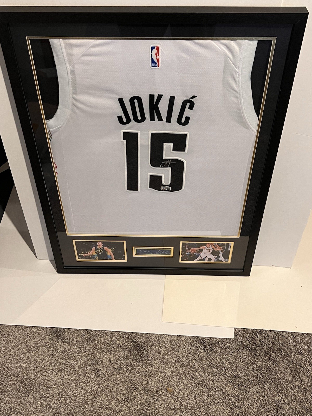 Nikola Jokic Autographed Signed Denver Nuggets #15 Jersey Framed Beckett Auth 