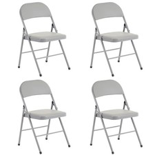 Set of 4 Commercial Metal Frame Folding Chairs Stackable Picnic Party Gray