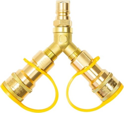 1/2 Inch Natural Gas Y Splitter 2-Way Quick Connect Fittings for Grill Oven