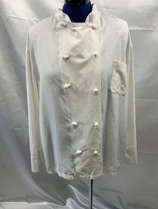 Chef Jacket Unisex White, Fabric Buttons- Preowned, Vintage